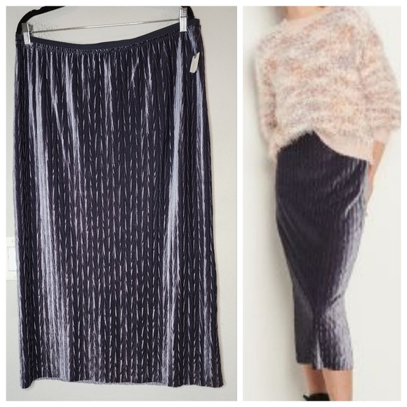NWT Anthropologie Maeve Velvet Sapphire Tilda Midi Maxi Skirt Pull On Stretch XL
